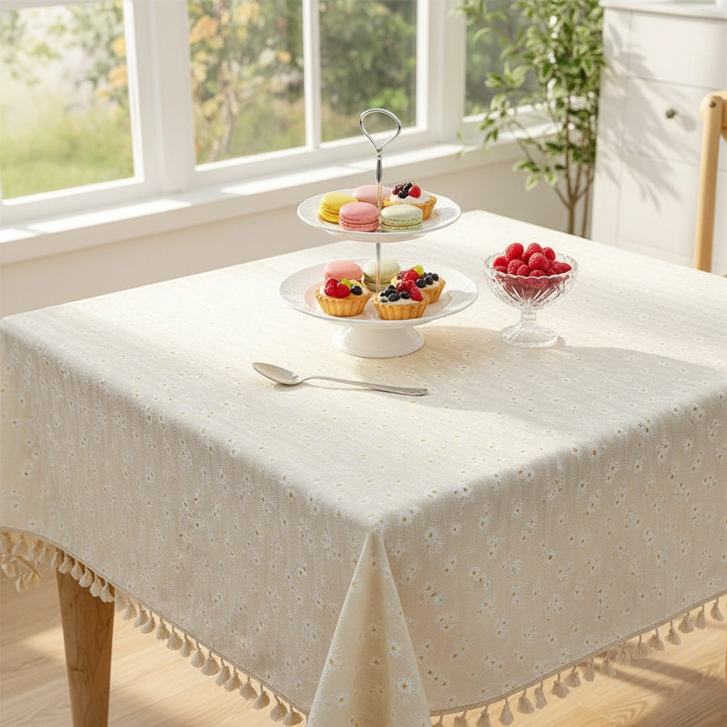 Nappes florales en coton marguerite, esprit champêtre