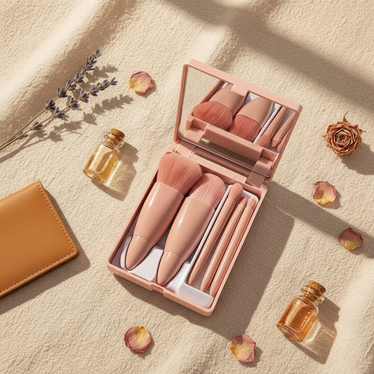 Kit de pinceaux de voyage avec miroir, 5 pièces