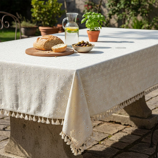 Nappes florales en coton marguerite, esprit champêtre