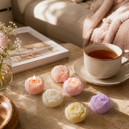 Bougies fleur de rose en cire de soja