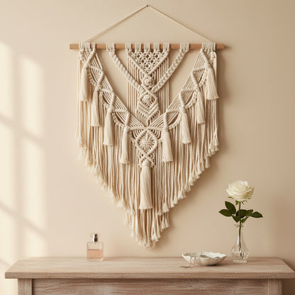 Tenture murale en macramé tissé à la main