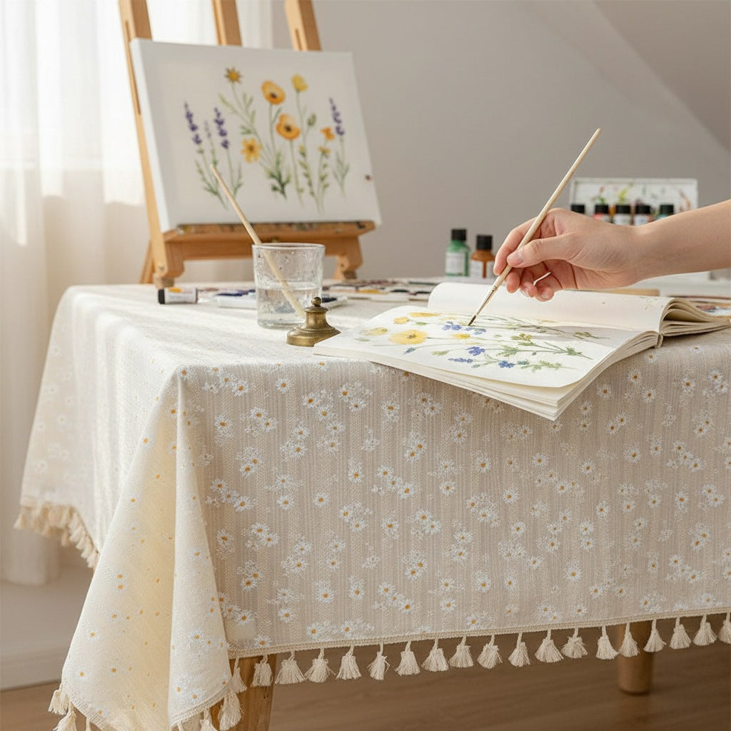 Nappes florales en coton marguerite, esprit champêtre