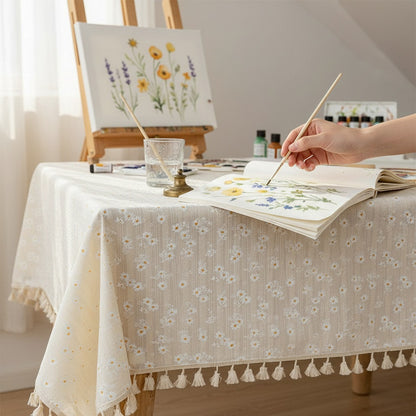 Nappes florales en coton marguerite, esprit champêtre