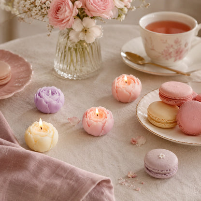 Bougies fleur de rose en cire de soja