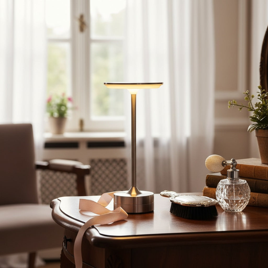 Lampe luxe de chevet tactile sans fil, douce et épurée