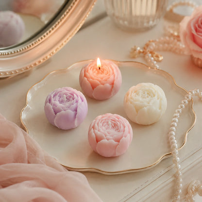 Bougies fleur de rose en cire de soja