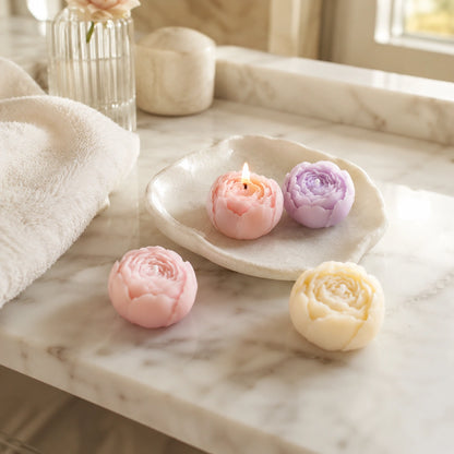 Bougies fleur de rose en cire de soja