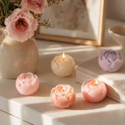 Bougies fleur de rose en cire de soja