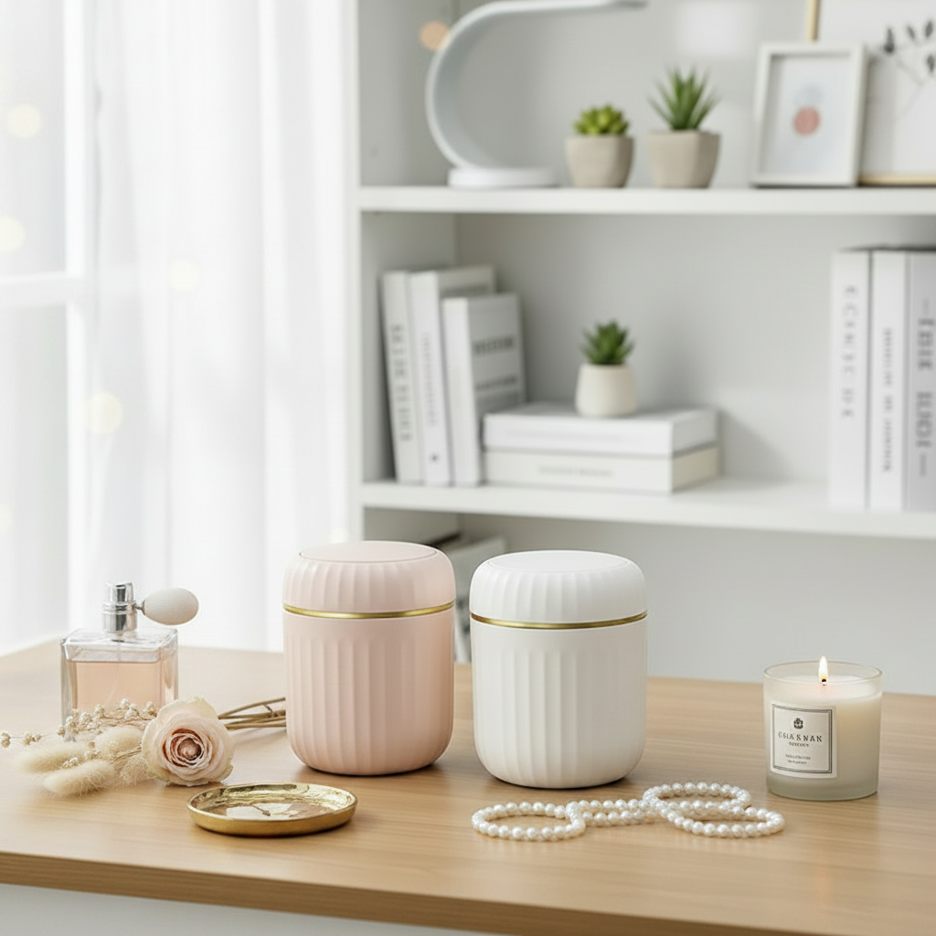 Poubelle de bureau avec couvercle, discrète vue 2 - Chandore