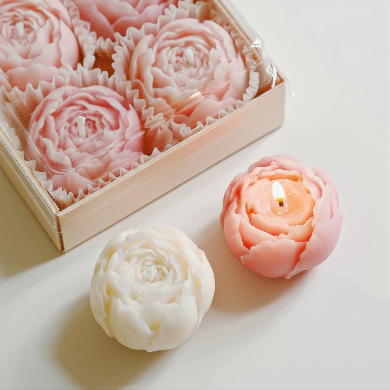 Bougies fleur de rose en cire de soja vue 4 - Chandore