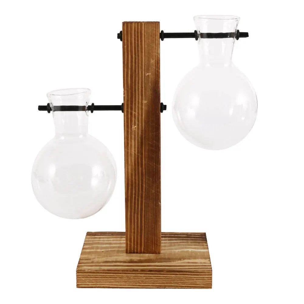 Vase ampoule en verre et bois, style champêtre vue 8 - Chandore