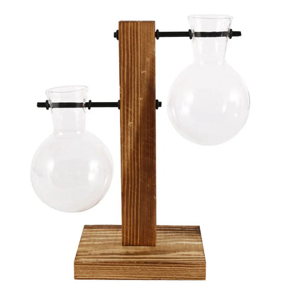 Vase ampoule en verre et bois, style champêtre vue 8 - Chandore