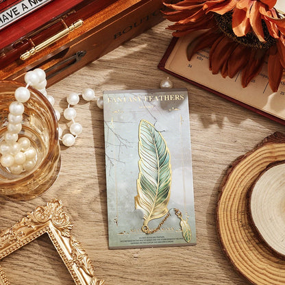 Marque-page plume bronze et chaîne dorée vue 10 - Chandore