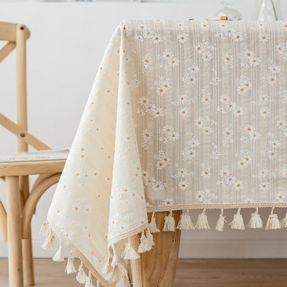 Nappe florale en coton marguerite, esprit champêtre - Chandore