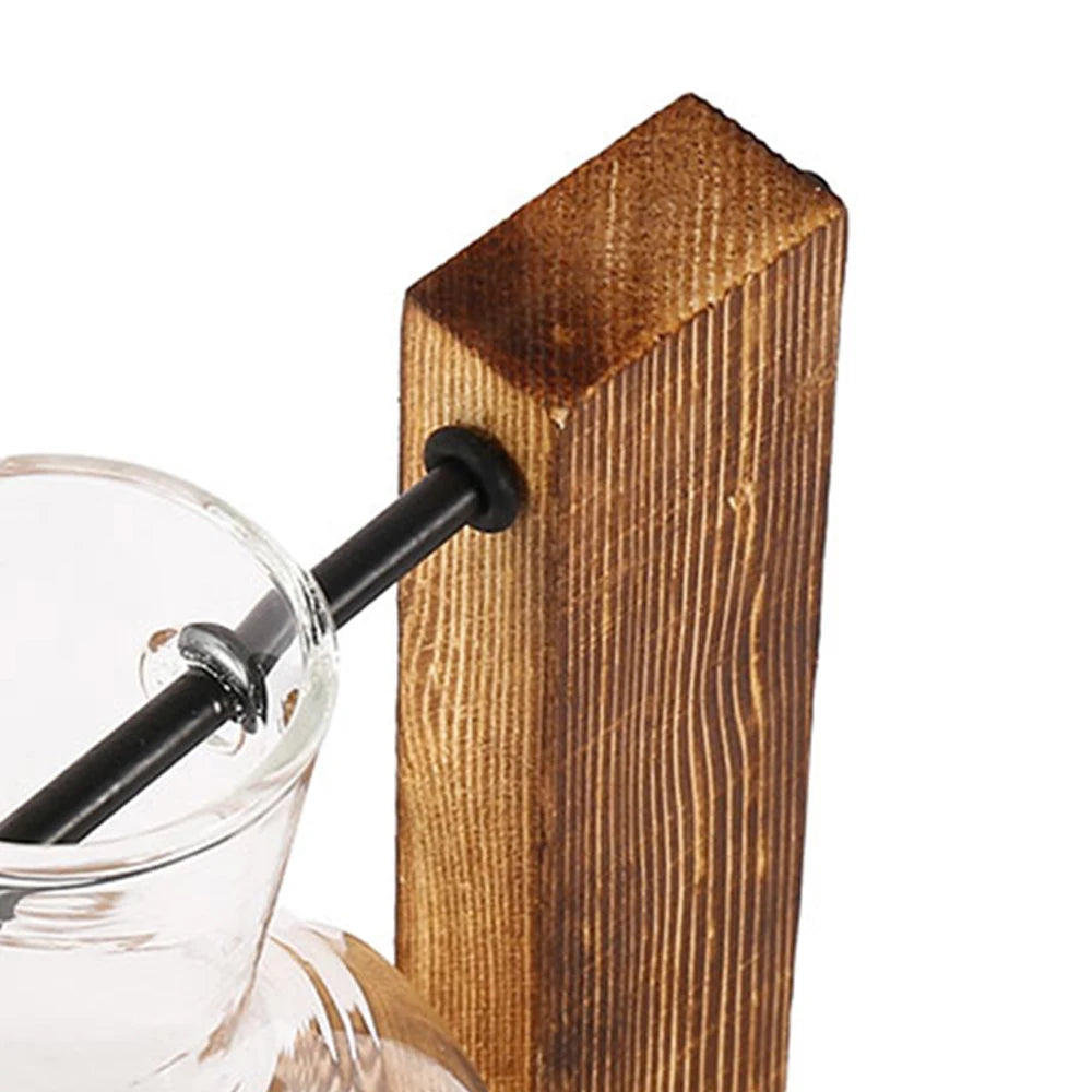 Vase ampoule en verre et bois, style champêtre vue 5 - Chandore