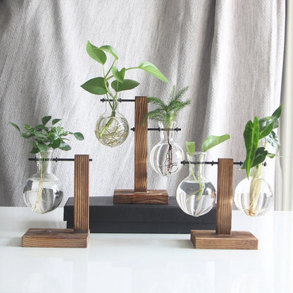 Vase ampoule en verre et bois, style champêtre vue 4 - Chandore