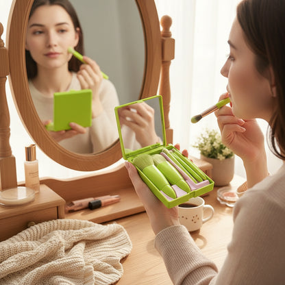 Kit de pinceaux de voyage avec miroir, 5 pièces vue 7 - Chandore