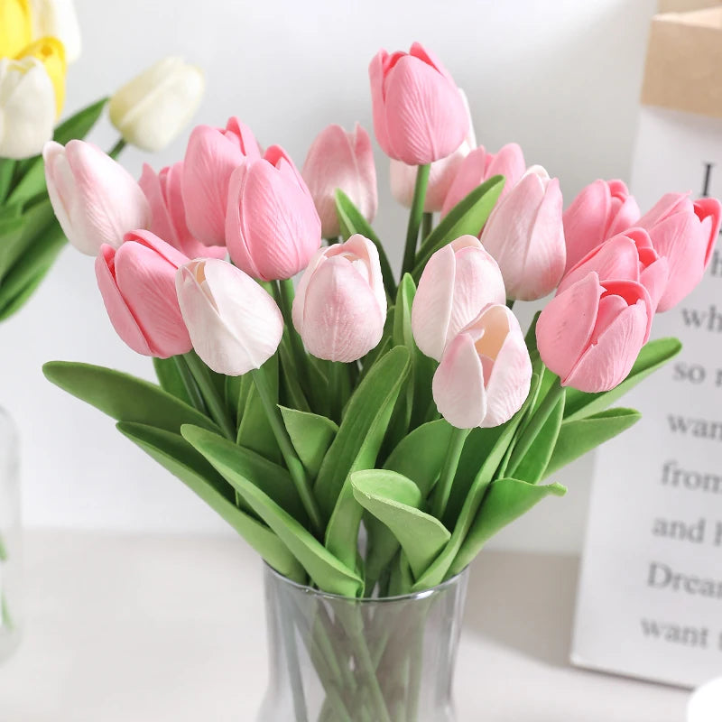 Tulipes artificielles au toucher réel, 5 ou 10 tiges - Chandore