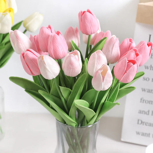 Tulipes artificielles au toucher réel, 5 ou 10 tiges - Chandore