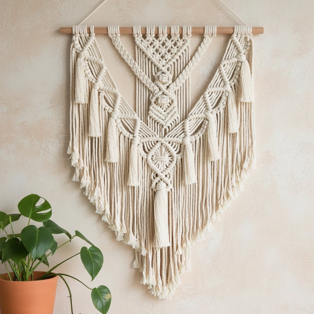 Tenture murale en macramé tissé à la main - Chandore