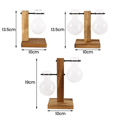 Vase ampoule en verre et bois, style champêtre vue 6 - Chandore