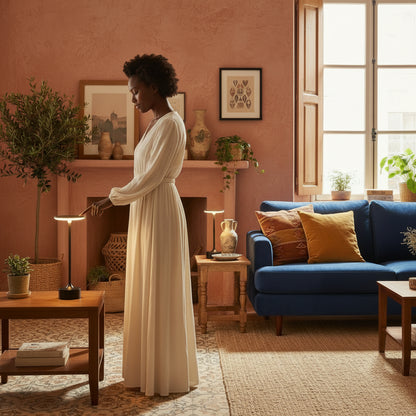 Lampe luxe de chevet tactile sans fil, douce et épurée