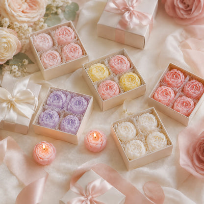 Bougies fleur de rose en cire de soja