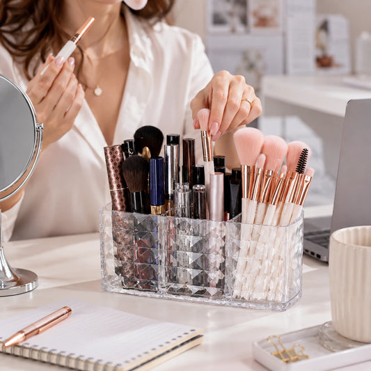 Organisateur cosmétique transparent facettes