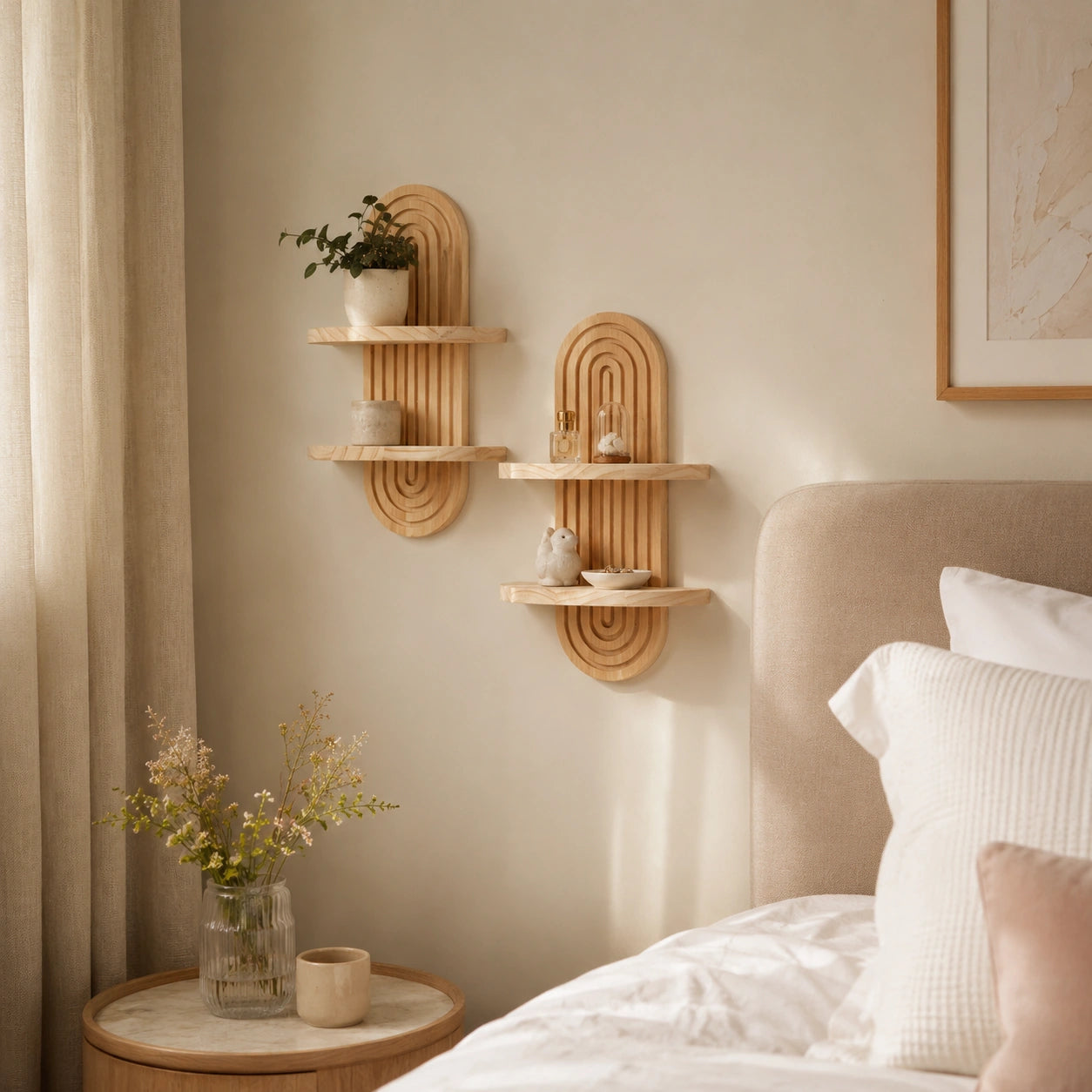Étagère murale en bois, esprit bohème