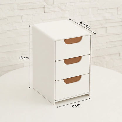 Mini organisateur 3 tiroirs blanc - dimensions et mesures