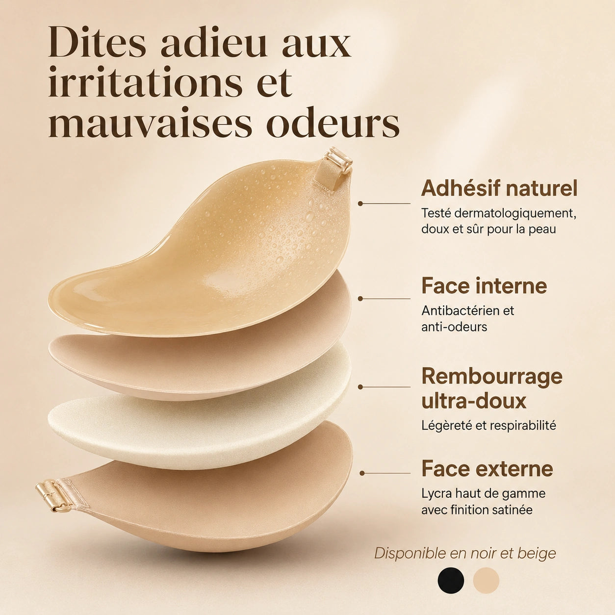 Soutien-gorge adhésif push-up invisibles, sans bretelles