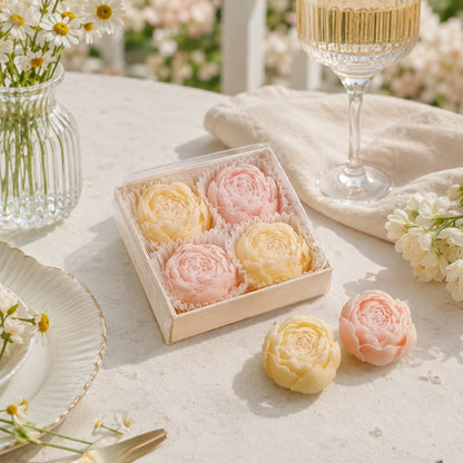 Bougies fleur de rose en cire de soja